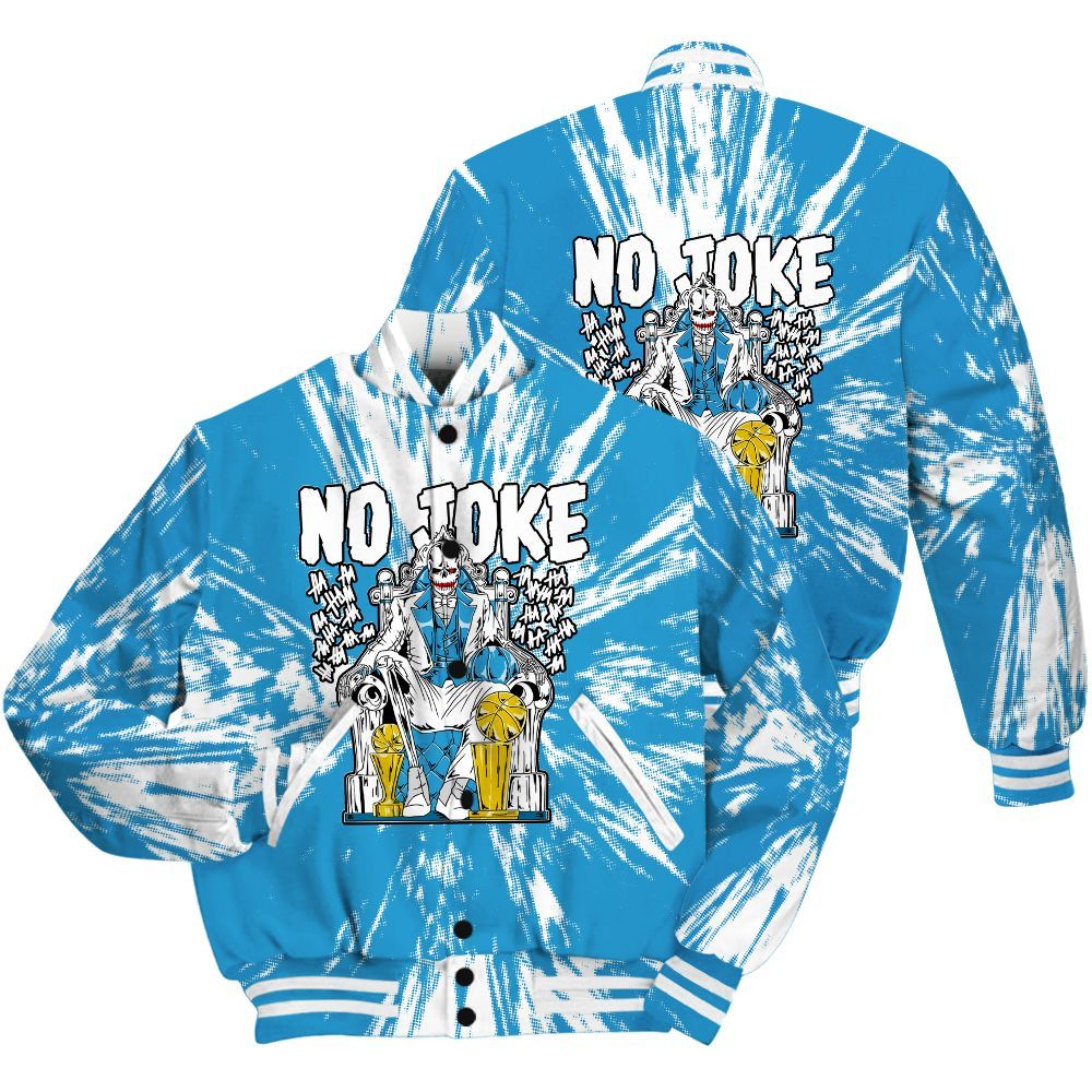 Varsity Jacket To Match Powder Blue 9s Shirt - Ain't Joke Skeleton Luxury All Over Print