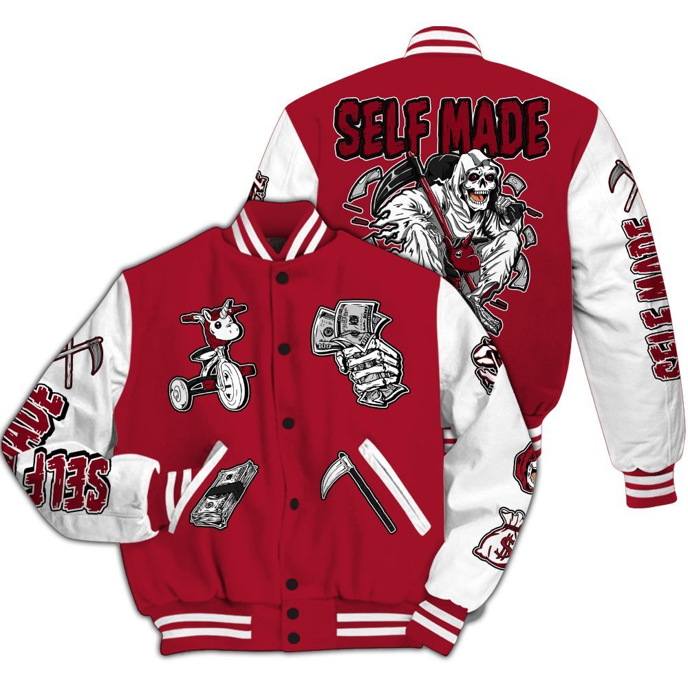 Varsity Jacket To Match High OG Black Toe Reimagined 1s - Self Make Skeleton All Over Print