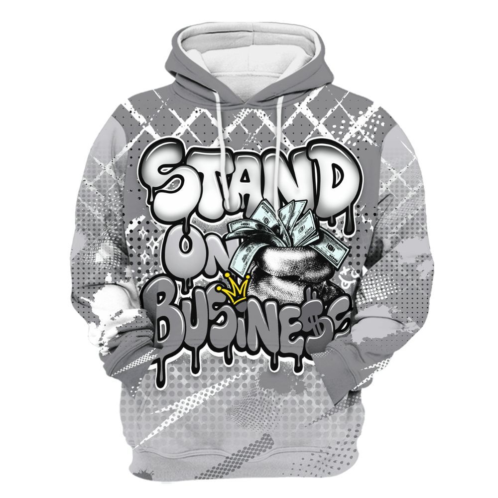 Hoodie To Match Retro Wolf Grey 5s - Halftone Stand Business Dripping All Over Print