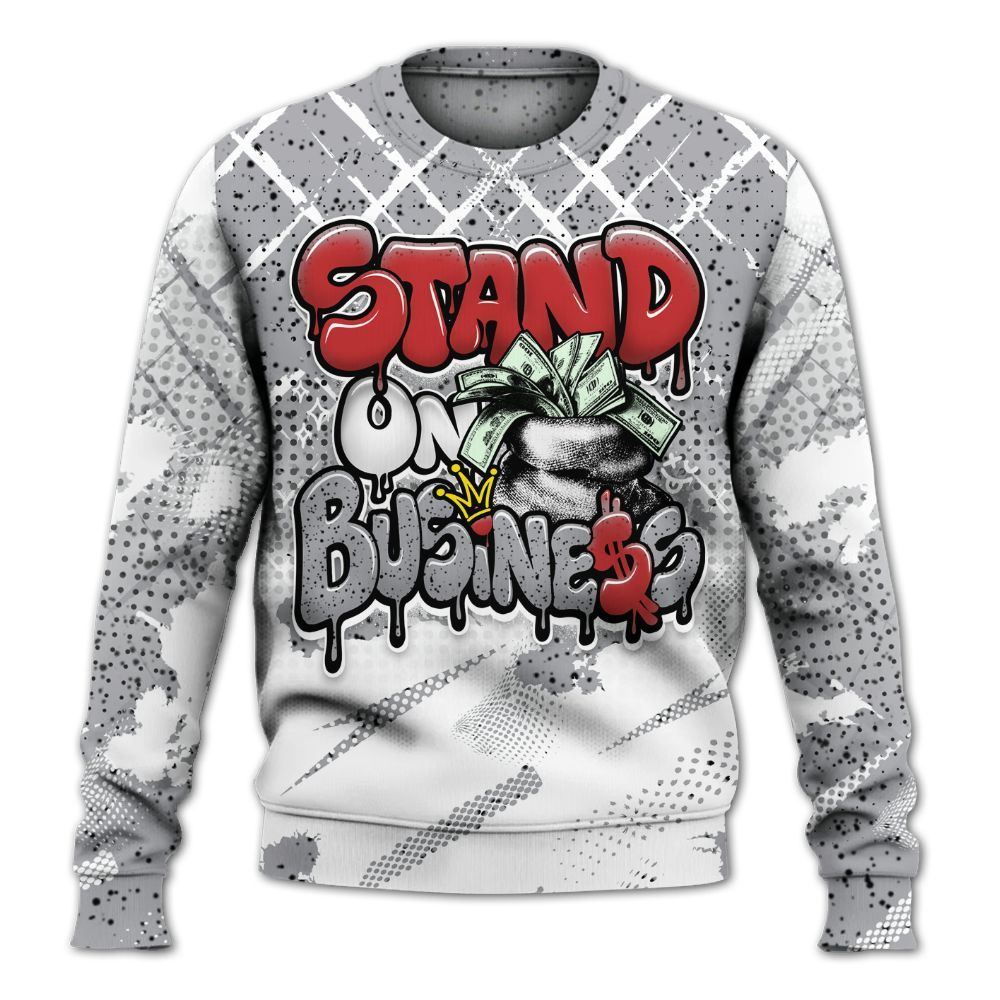 Sweatshirt To Match White Cement 4s - Halftone Stand Business Dripping All Over Print