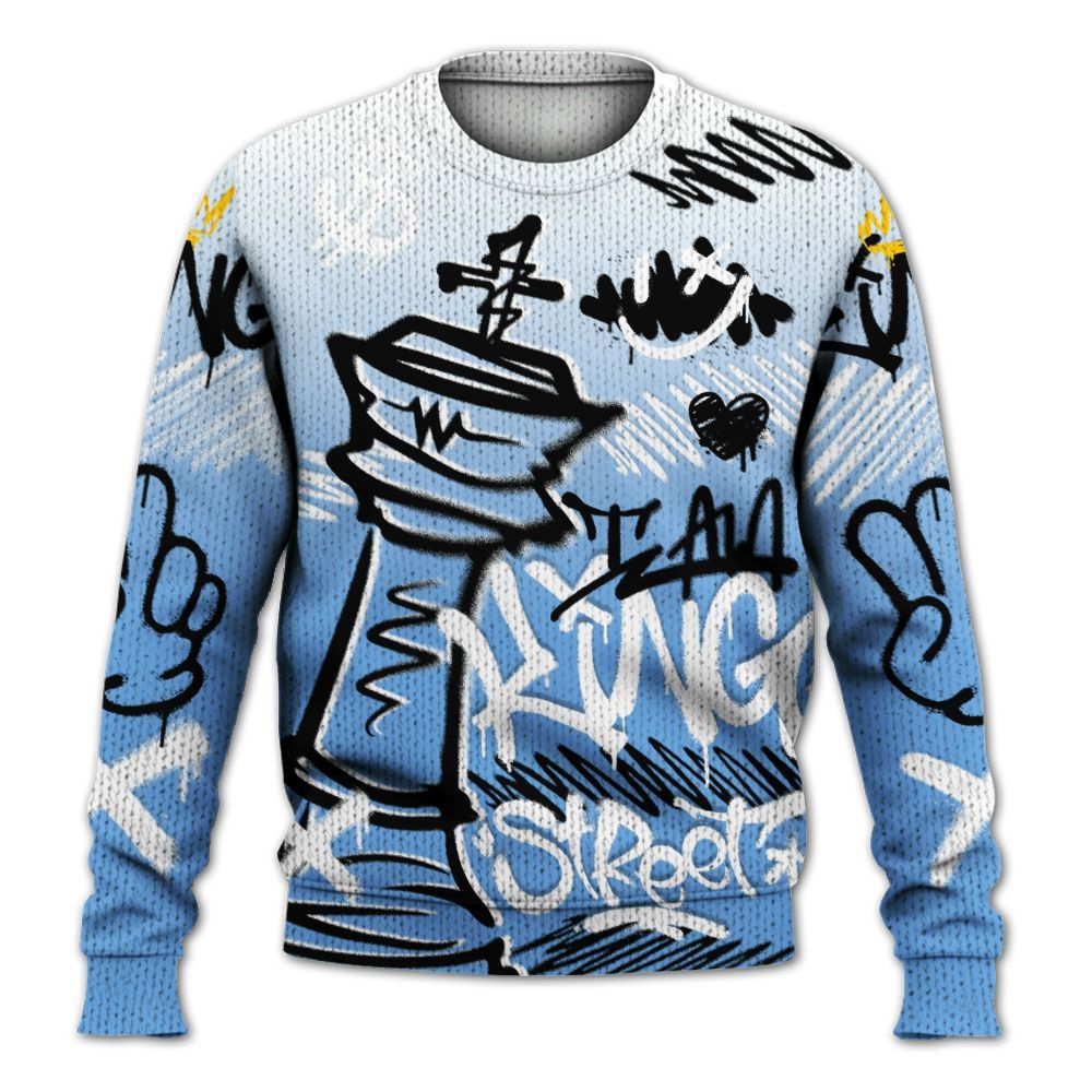 Knitted Sweater To Match University Blue 6s - Street King Chess Streetwear