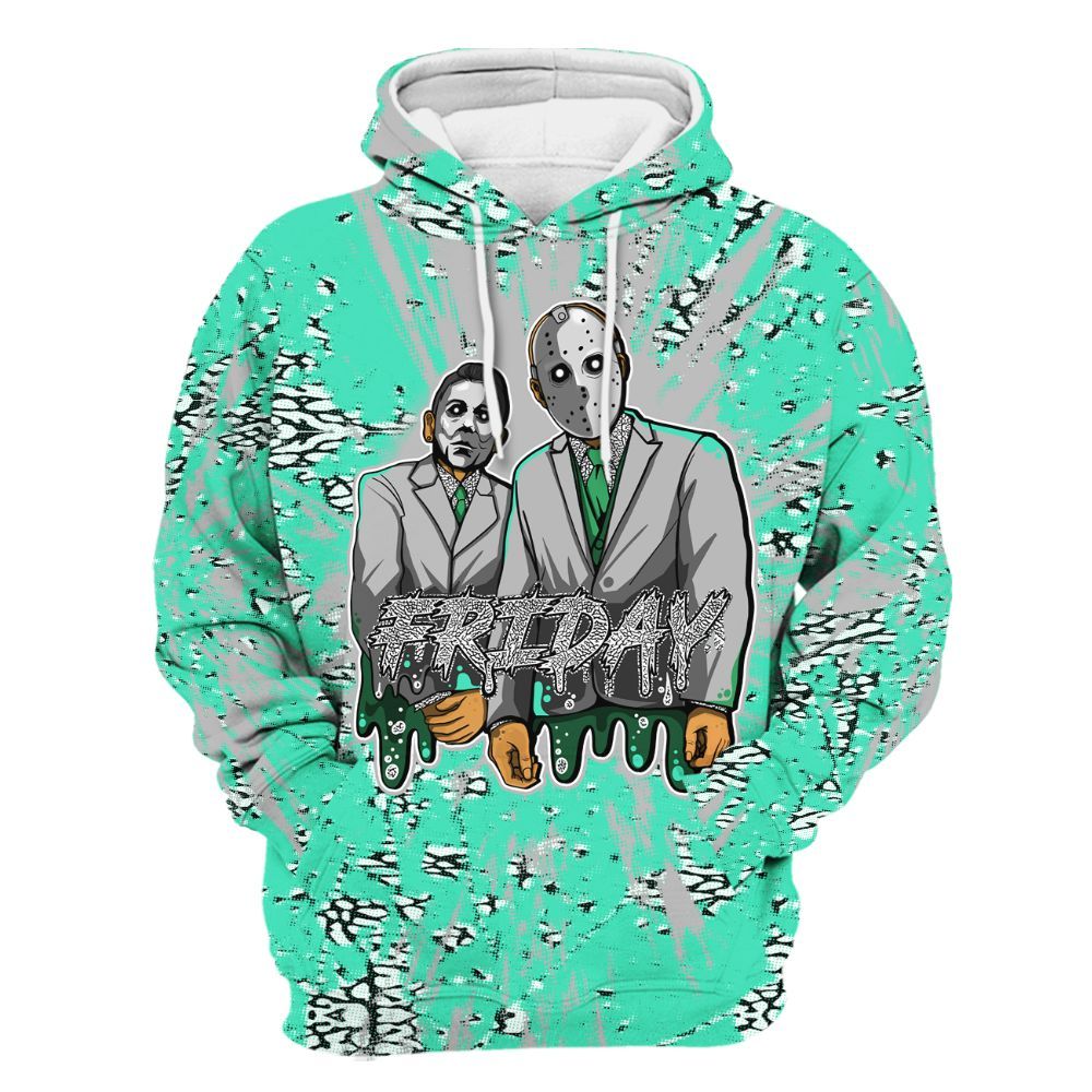 Hoodie To Match Black Green Glow 3s - Friday Halloween Graphic Luxury All Over Print