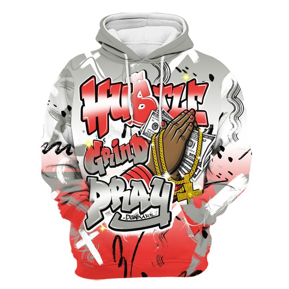Hoodie To Match Vomero 5 Bright Crimson - Money Hustle Grind Pray All Over Print