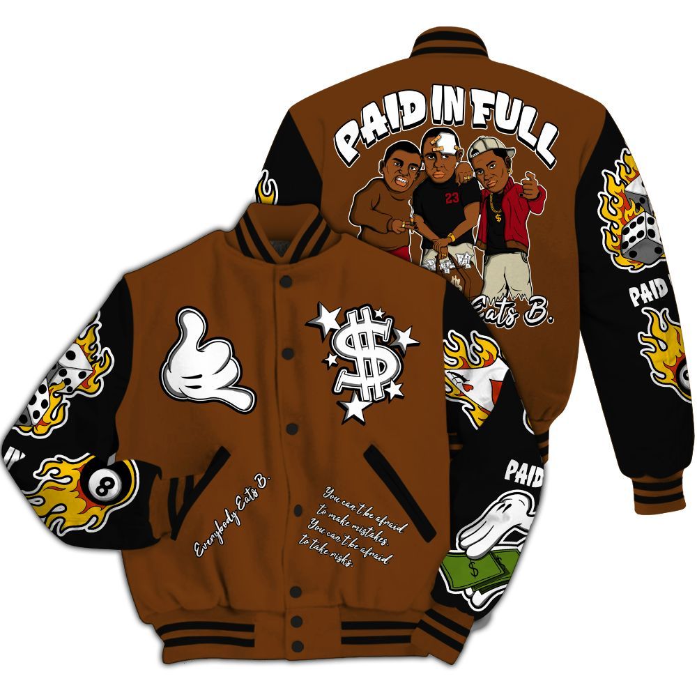 Varsity Jacket To Match Archaeo Brown 5s - Everybody Paid In Full Graphic All Over Print