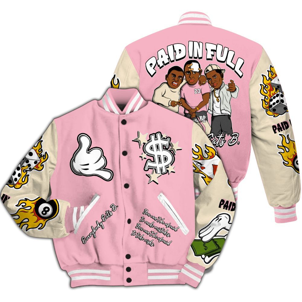 Varsity Jacket To Match Low OG Shy Pink 1s - Everybody Paid In Full Graphic All Over Print