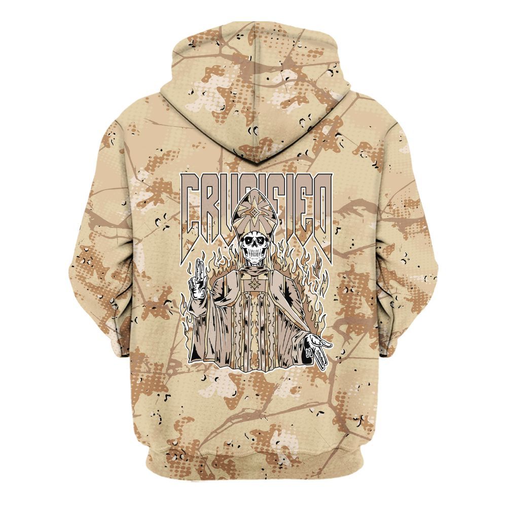 Hoodie To Match Desert Camo 3s - Crucified Skeleton Crack All Over Print