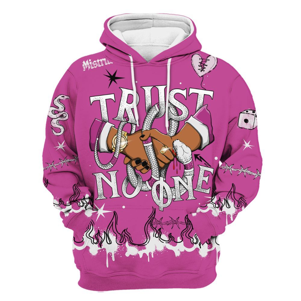 Hoodie To Match Dunk Low Active Fuchsia - Trust No One Snake-Bite Doodle Crayon All Over Print