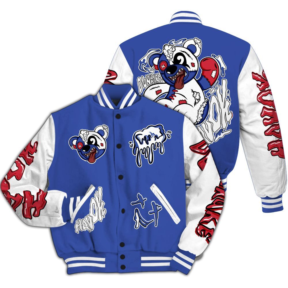 Varsity Jacket To Match Air Griffey Max USA Red White Blue 1s - Havok Bear All Over Print