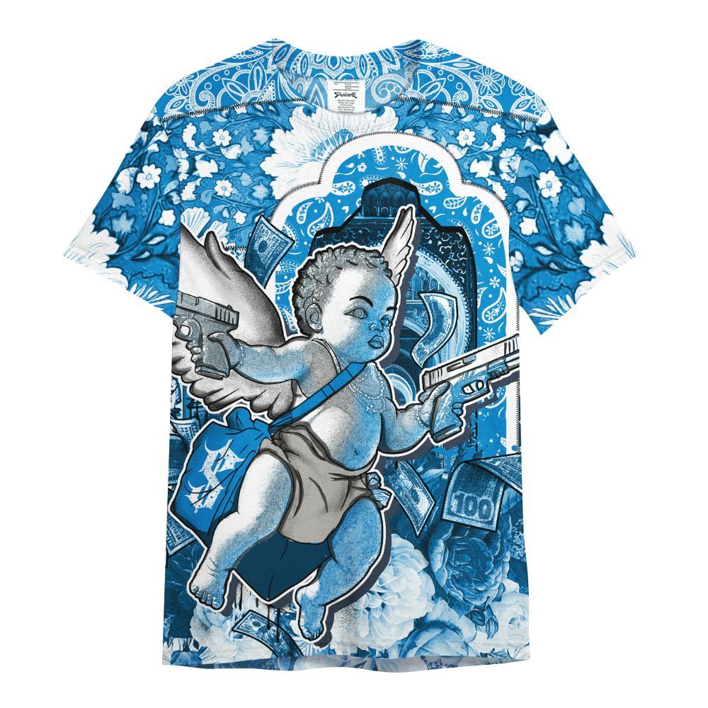 Shirt To Match Industrial Blue 4s - Angel Money Bag Military Blue 4s All Over Print