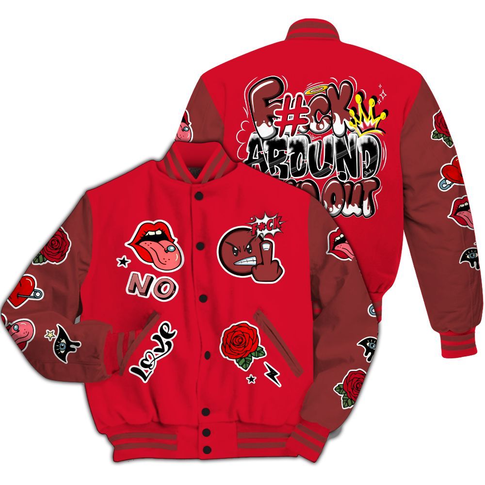 Varsity Jacket To Match Air Max Sunder Gore Tex Fire Red - FK Around Find Out All Over Print