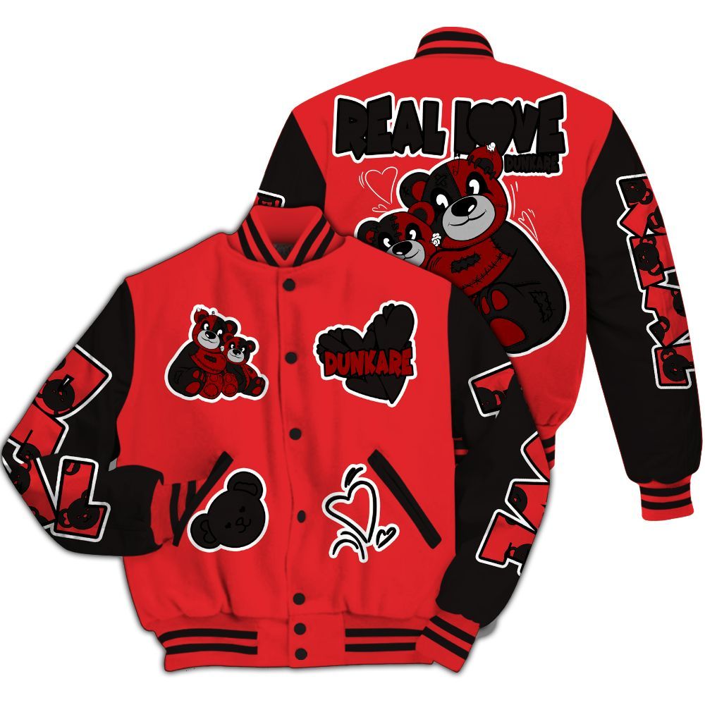 Varsity Jacket To Match Chile Red 9s - Sincere Fondness Bear All Over Print