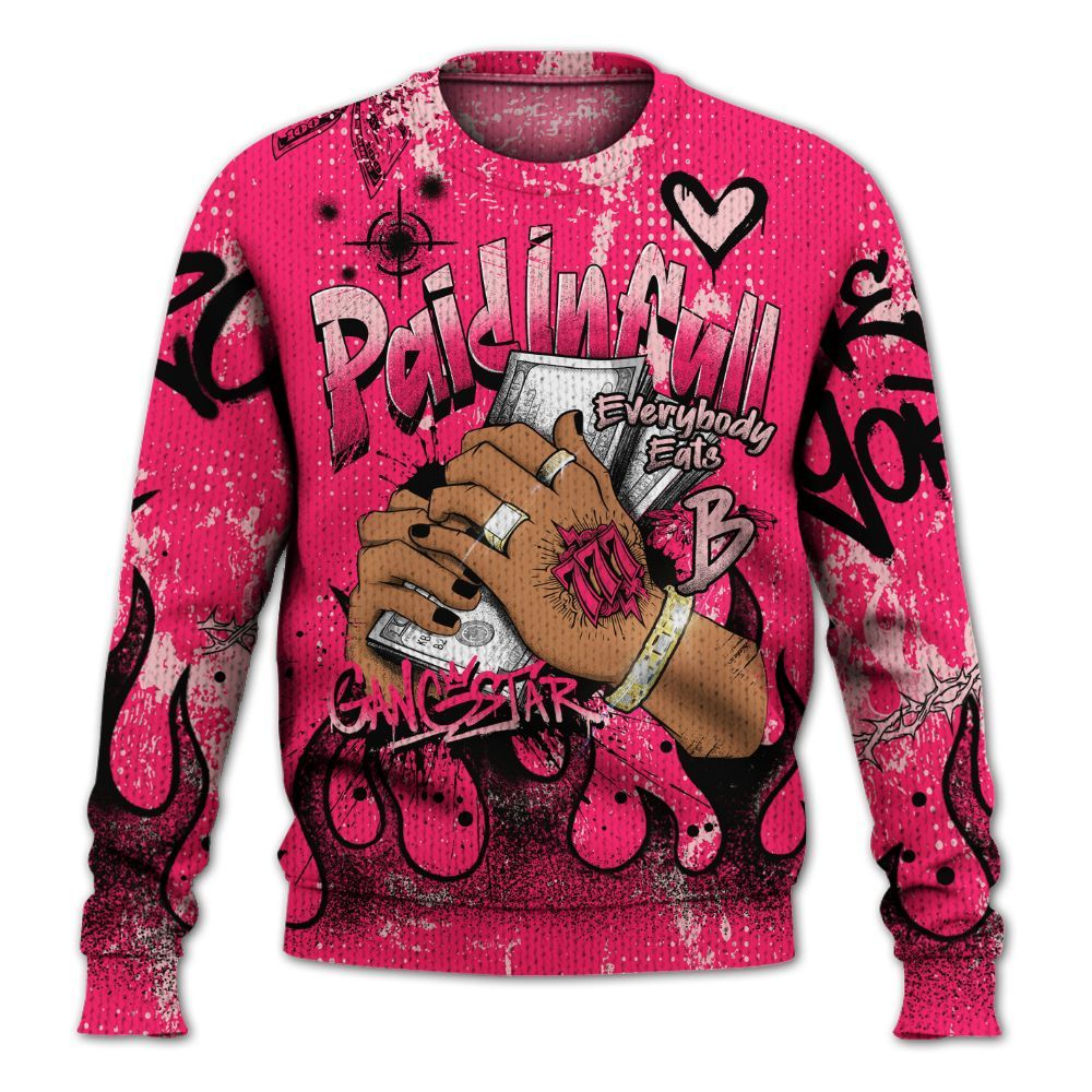 Sweater To Match A'One Hyper Pink Shirt, Lucky Money Paid In Full Graffiti Graphic