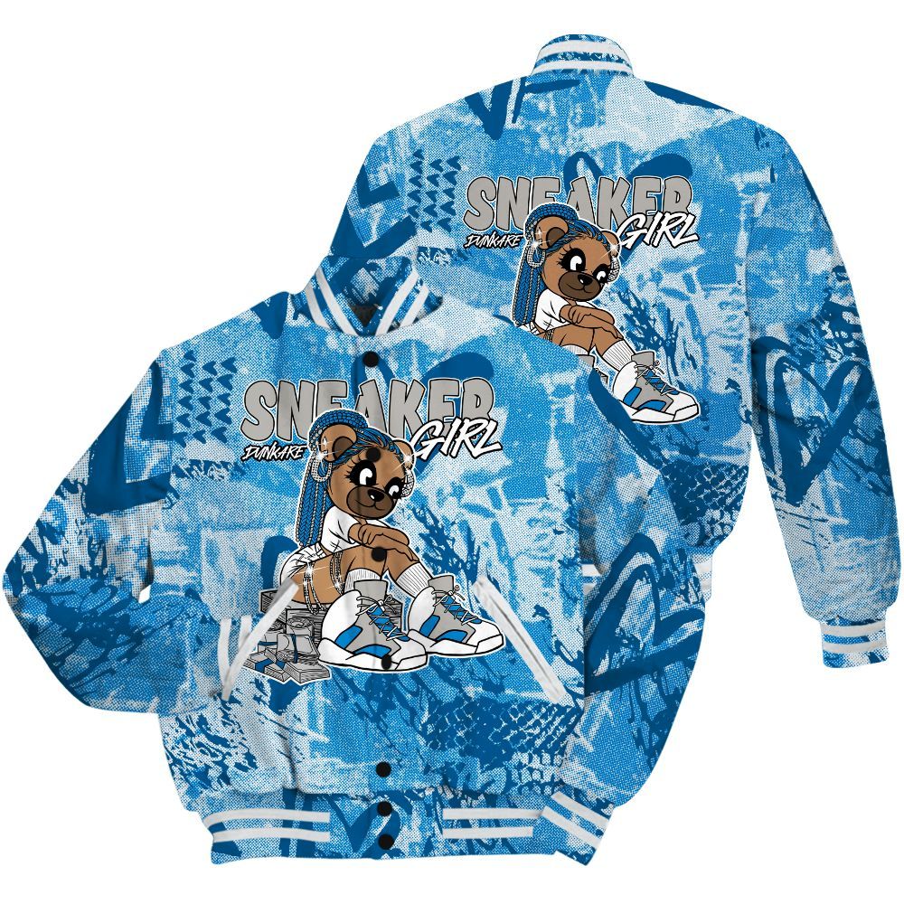 Varsity Jacket To Match Industrial Blue 4s Shirt - Sneaker Girl Bear Heart Grunge All Over Print