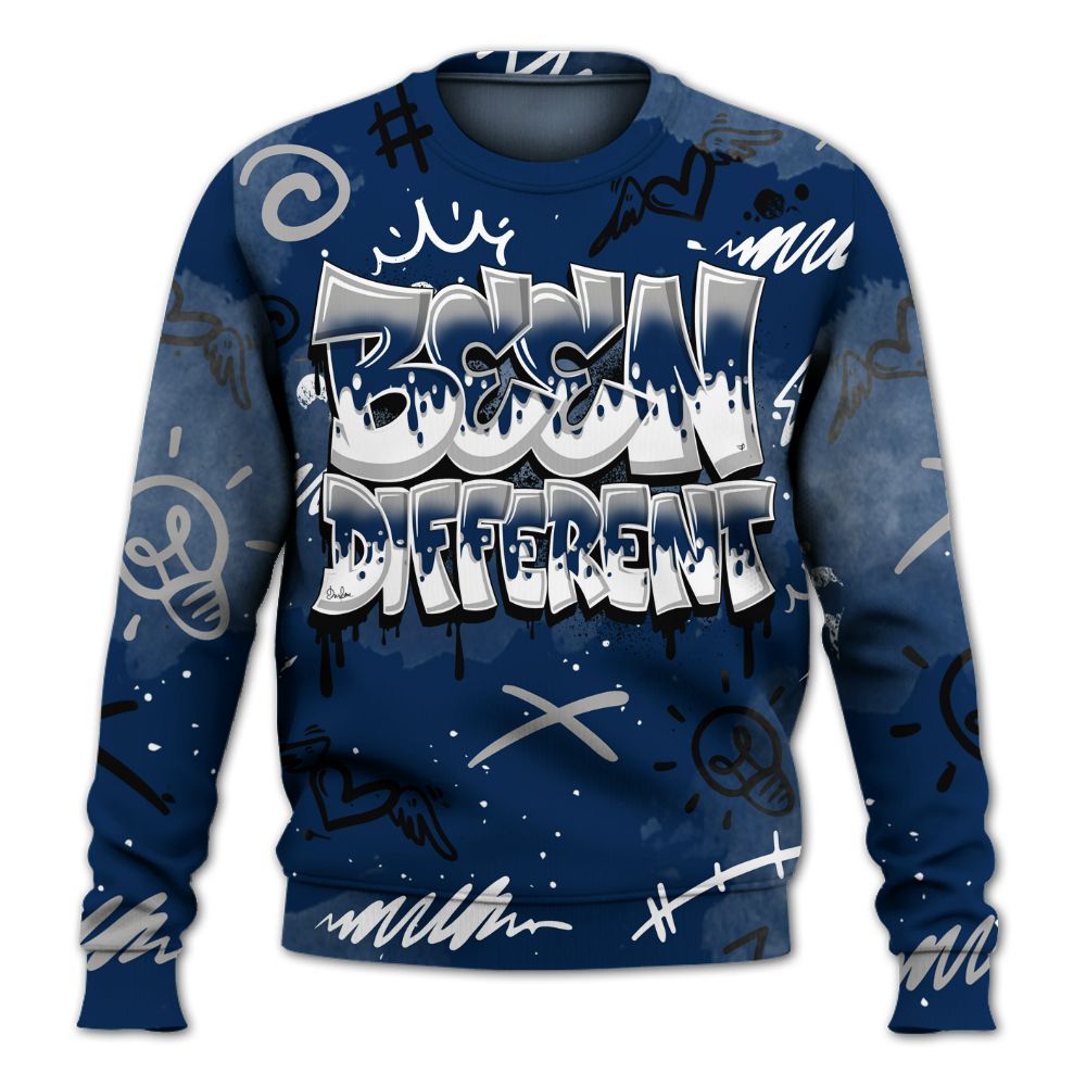 Sweatshirt To Match SB White Navy 4s - Drip Built Di2ferent All Over Print