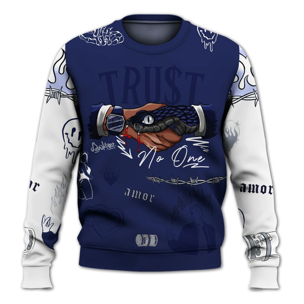 Sweatshirt To Match Midnight Navy 11s - Snake Trust No One All Over Print