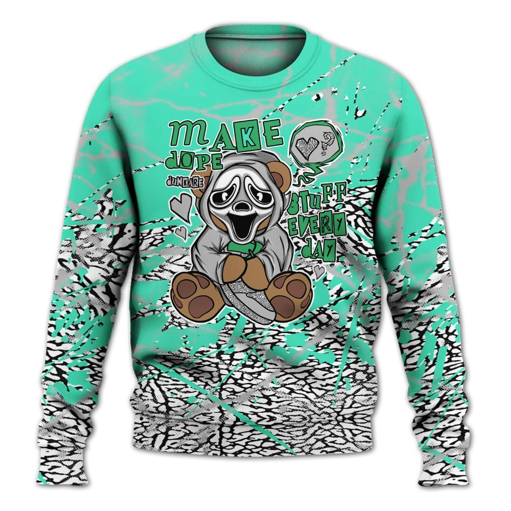 Sweatshirt To Match Black Green Glow 3s - Make Dopes Bear Profound All Over Print