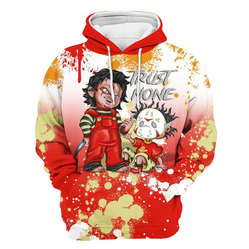 Hoodie To Match Retro Sunset 2026 5s - Trust No One Scary All Over Print