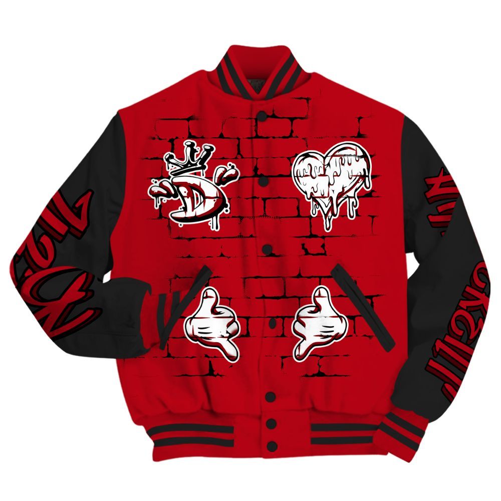Varsity Jacket To Match Bred Velvet 11s - Been Different Grunge Graffiti All Over Print