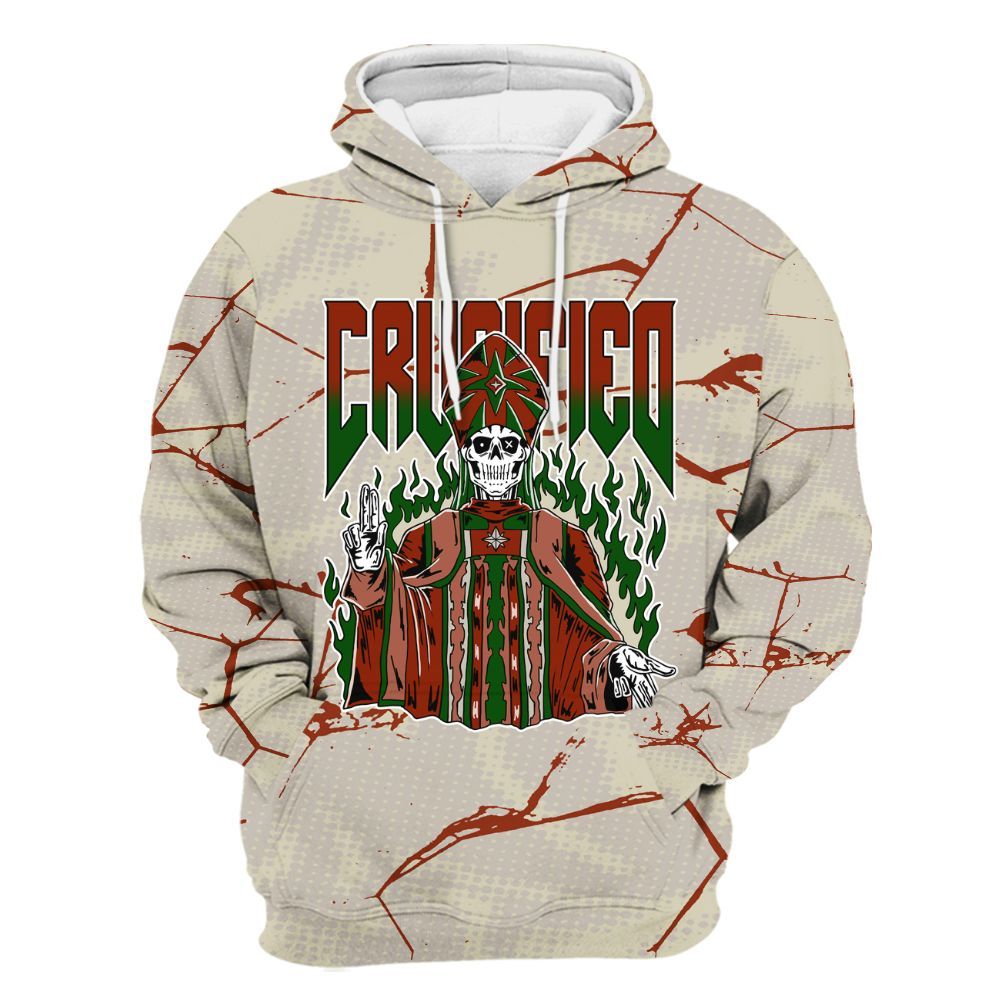 Hoodie To Match El Grito 5s - Crucified Skeleton Crack All Over Print