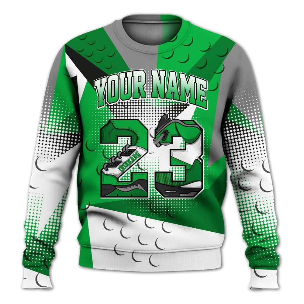 Sweatshirt To Match Lucky Green 5s - Poly Custom Name Number 23 5s All Over Print