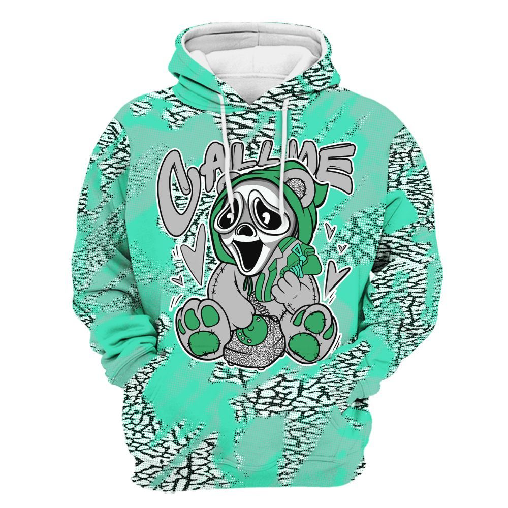 Hoodie To Match Black Green Glow 3s - Call Me Bear Abstract Halftone All Over Print