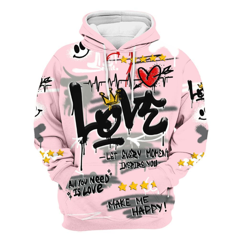 Hoodie To Match Air Max 95 Pink Foam 2025 - Happy Love Beats Graffiti All Over Print