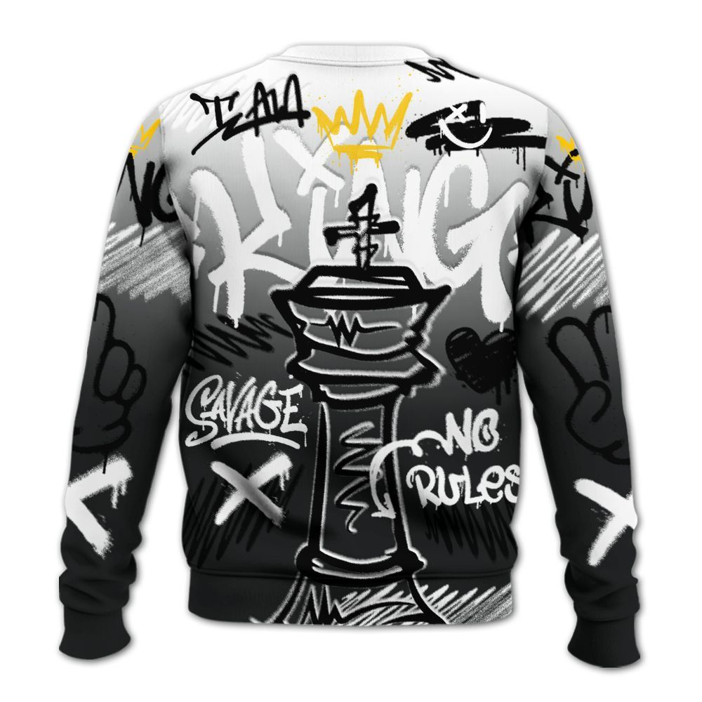 Sweatshirt To Match Low 85 Metallic Black 1s - Street King Chess Streetwear All Over Print