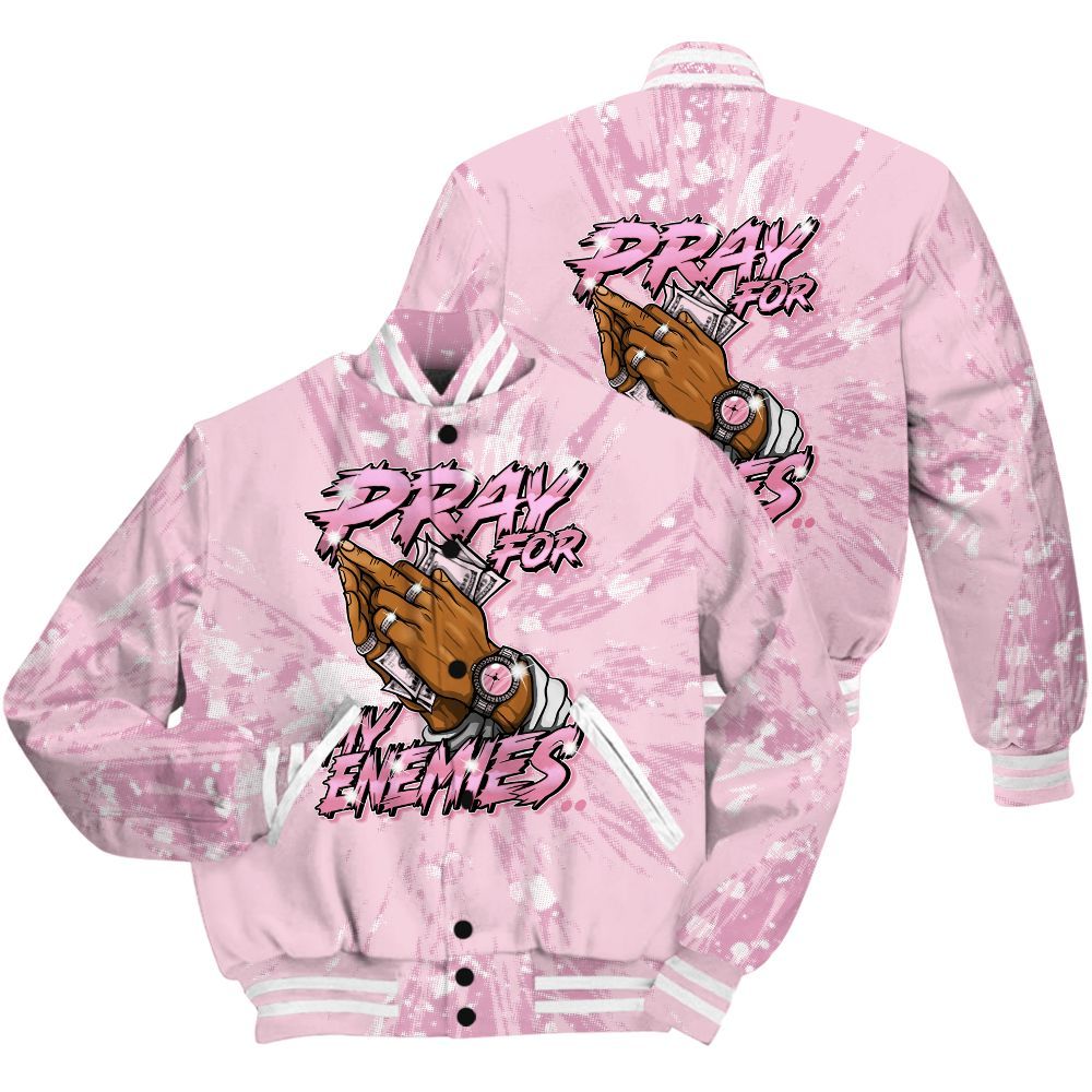 Varsity Jacket To Match Orchid 4s Shirt - Prayed For Enemies Graphic Luxury All Over Print