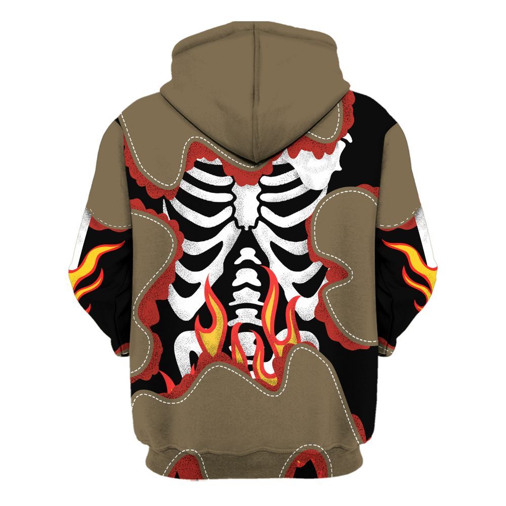 Hoodie To Match Olive 9s - Skeleton Burning Heart Drip All Over Print
