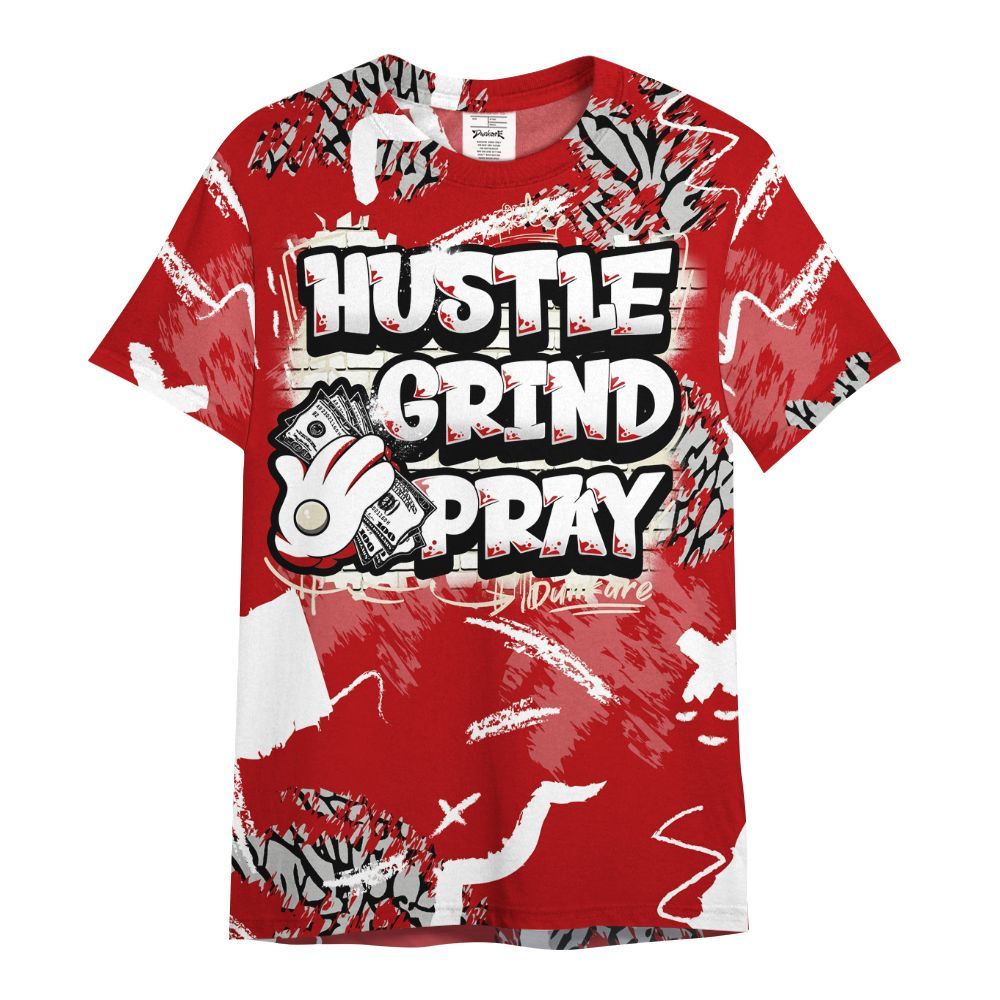 Shirt To Match Cement Grey 3s - Hustle Grind Pray Retro All Over Print