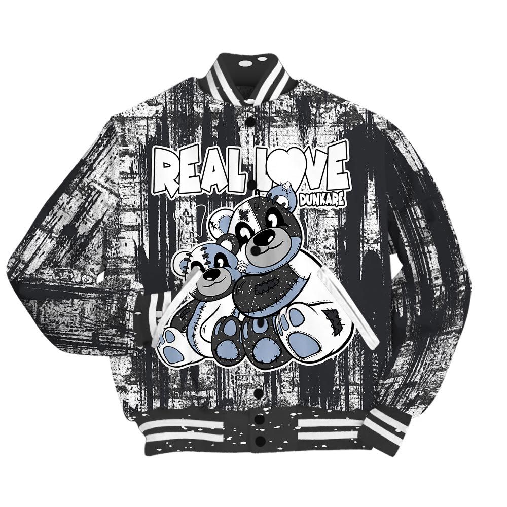 Varsity Jacket To Match Reverse Black White 6s - Sincere Fondness Bear Glitch Art Varsity Jacket Unisex