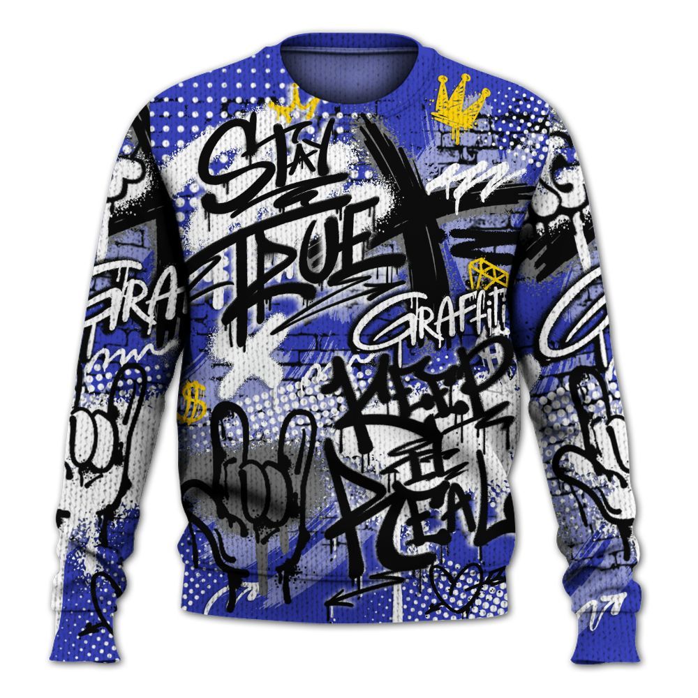 Knitted Sweater To Match Retro Black Concord 12s - True It Real Graffiti Streetwear