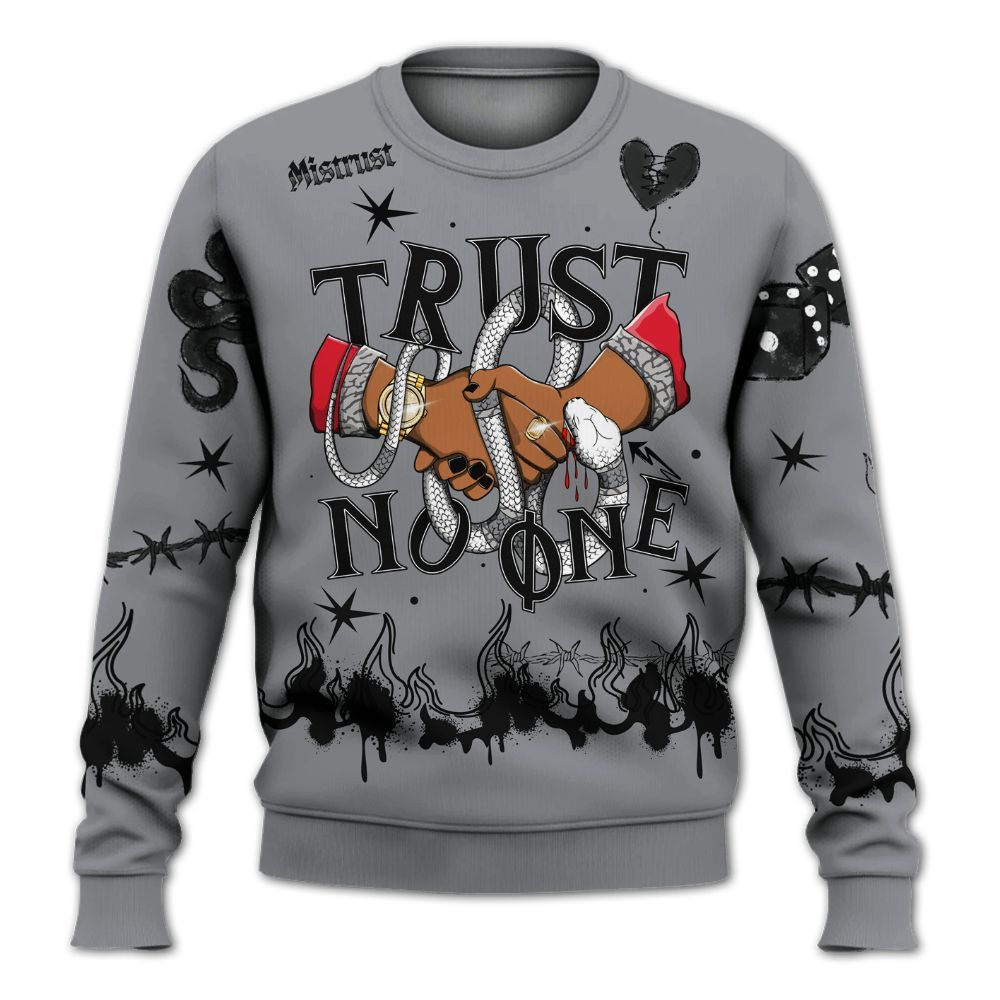 Sweatshirt To Match Black Cement 3s - Trust No One Snake-Bite Doodle Crayon All Over Print