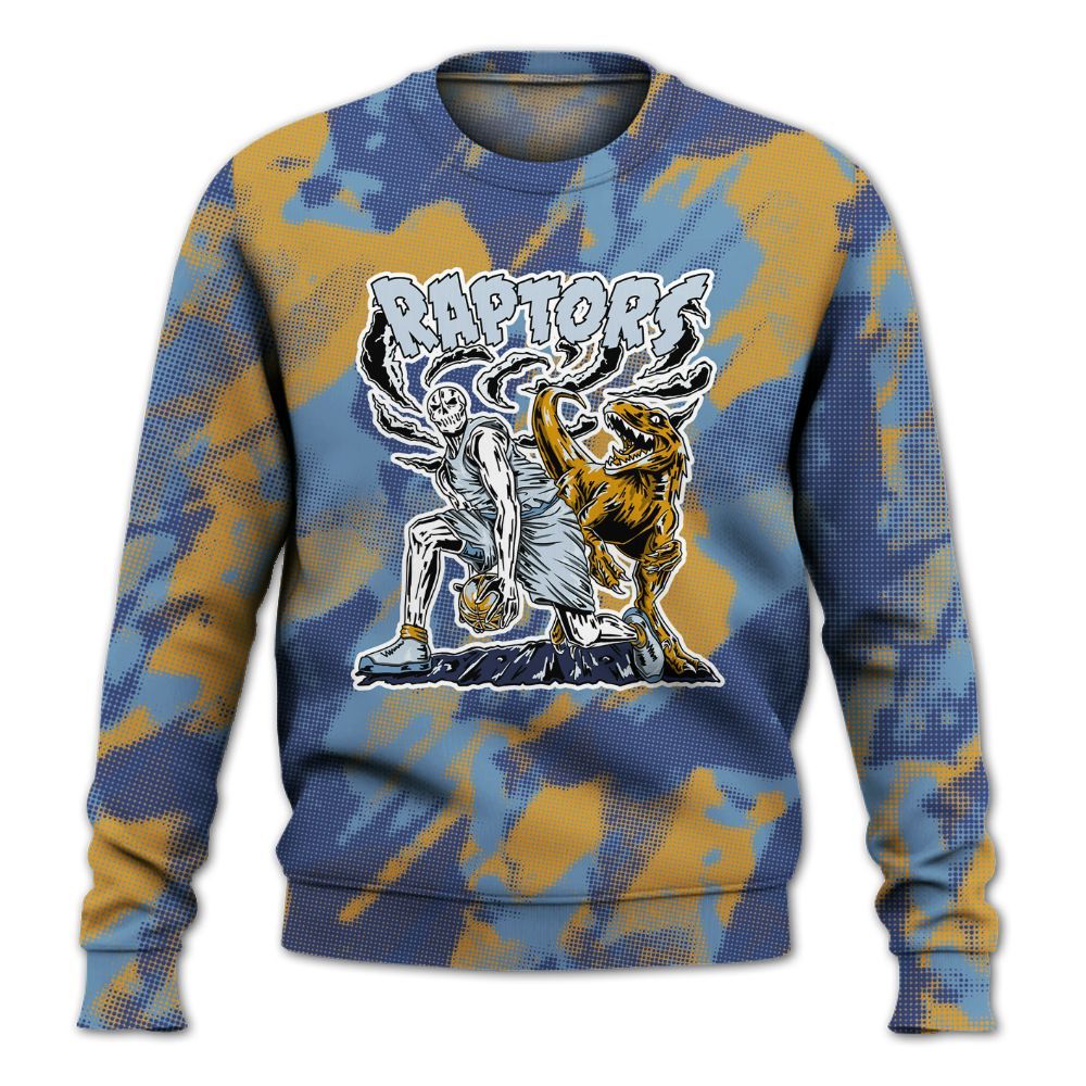 Sweatshirt To Match High OG First In Flight 1s - Raptors Skeleton Abstract Halftone All Over Print