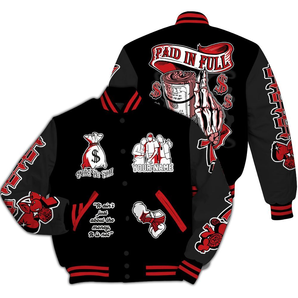 Varsity Jacket To Match Bloodline 12s - Paid In Full Baseball Varsity Jacket Custom Name All Over Print