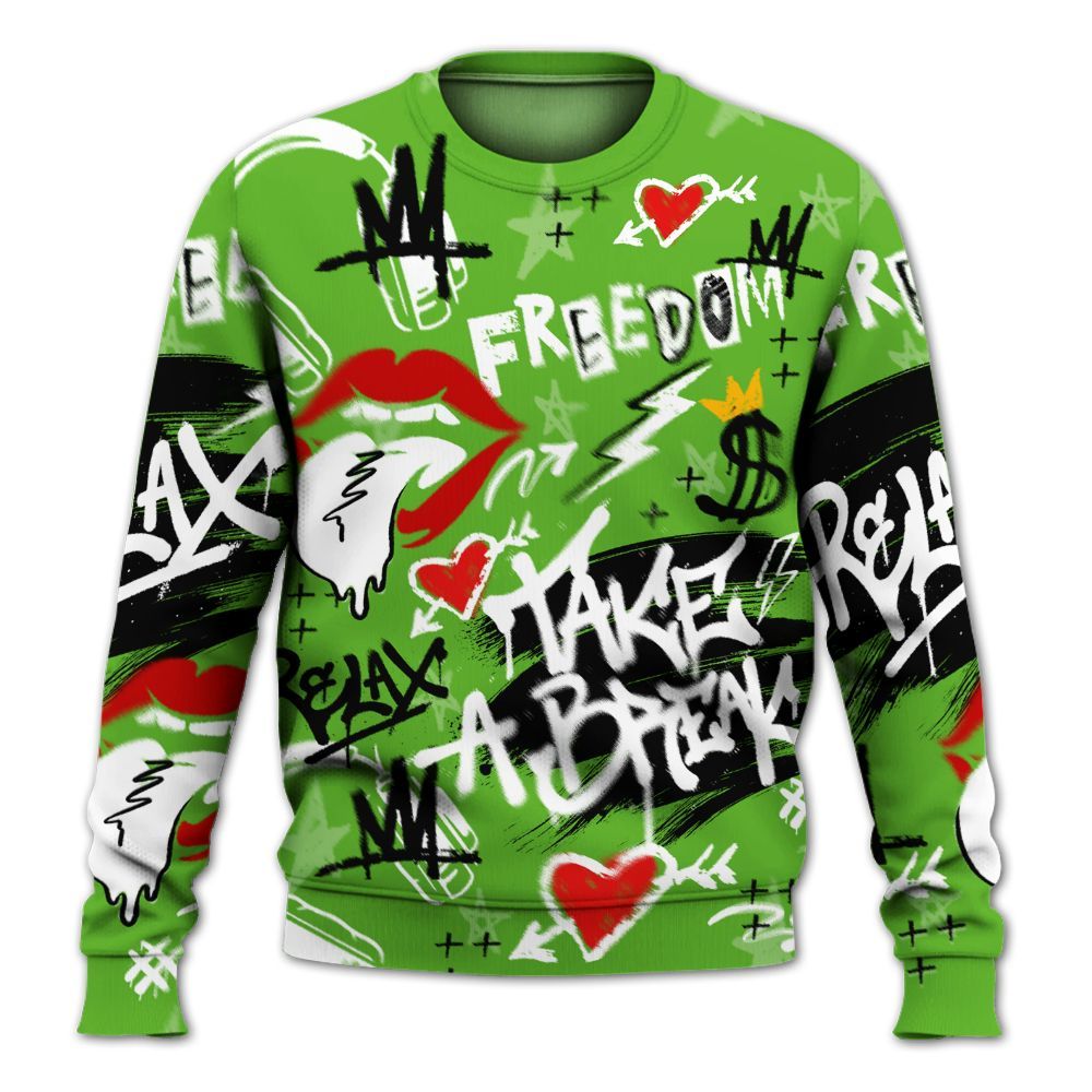 Sweatshirt To Match Air Foamposite One Volt - Take Break Freedom Graffiti Streetwear All Over Print