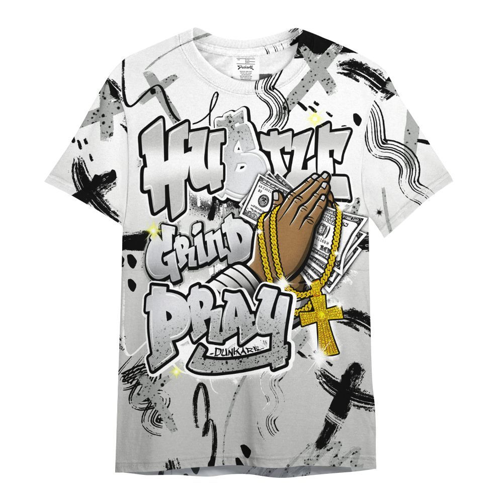 Shirt To Match Retro White Oreo 4s - Money Hustle Grind Pray All Over Print