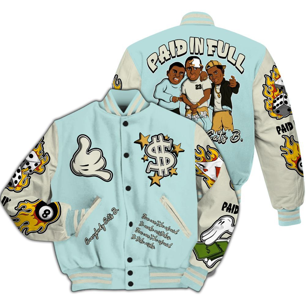Varsity Jacket To Match Pure Platinum 4s - Everybody Paid In Full Graphic All Over Print