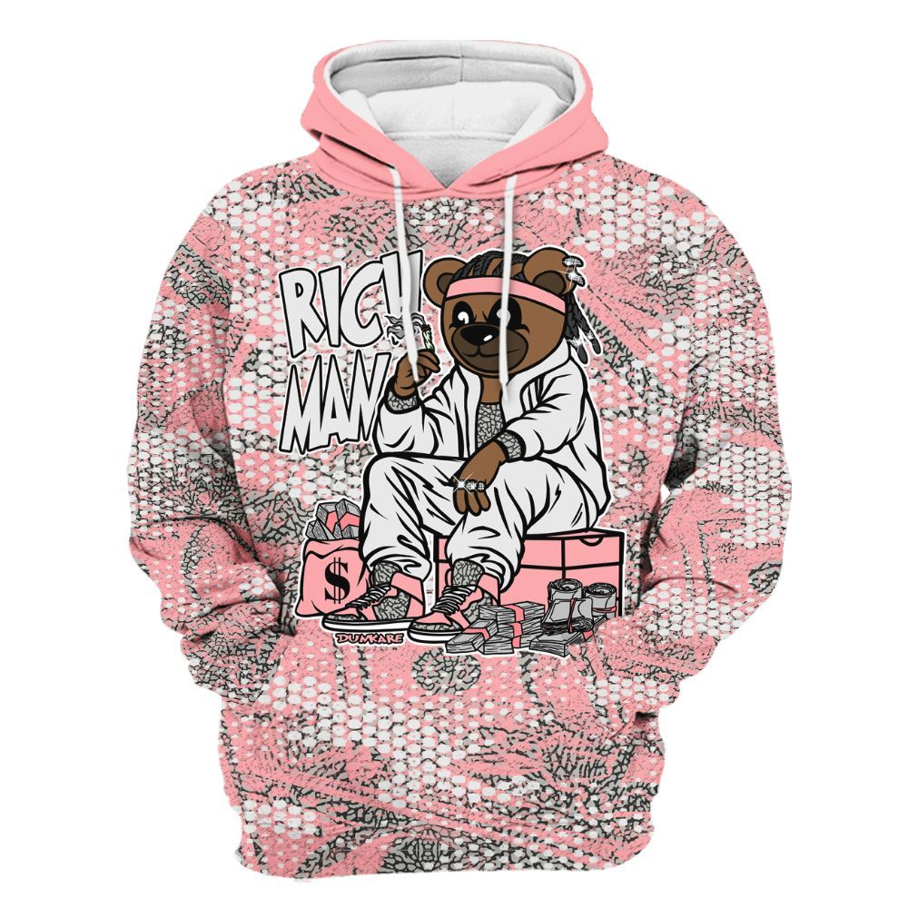 Hoodie To Match Retro Wings 3s - Rich Man Bear Banknotes Art All Over Print