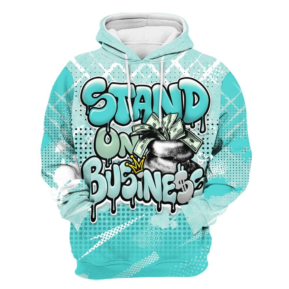 Hoodie To Match Low OG Washed Teal 1s - Halftone Stand Business Dripping All Over Print