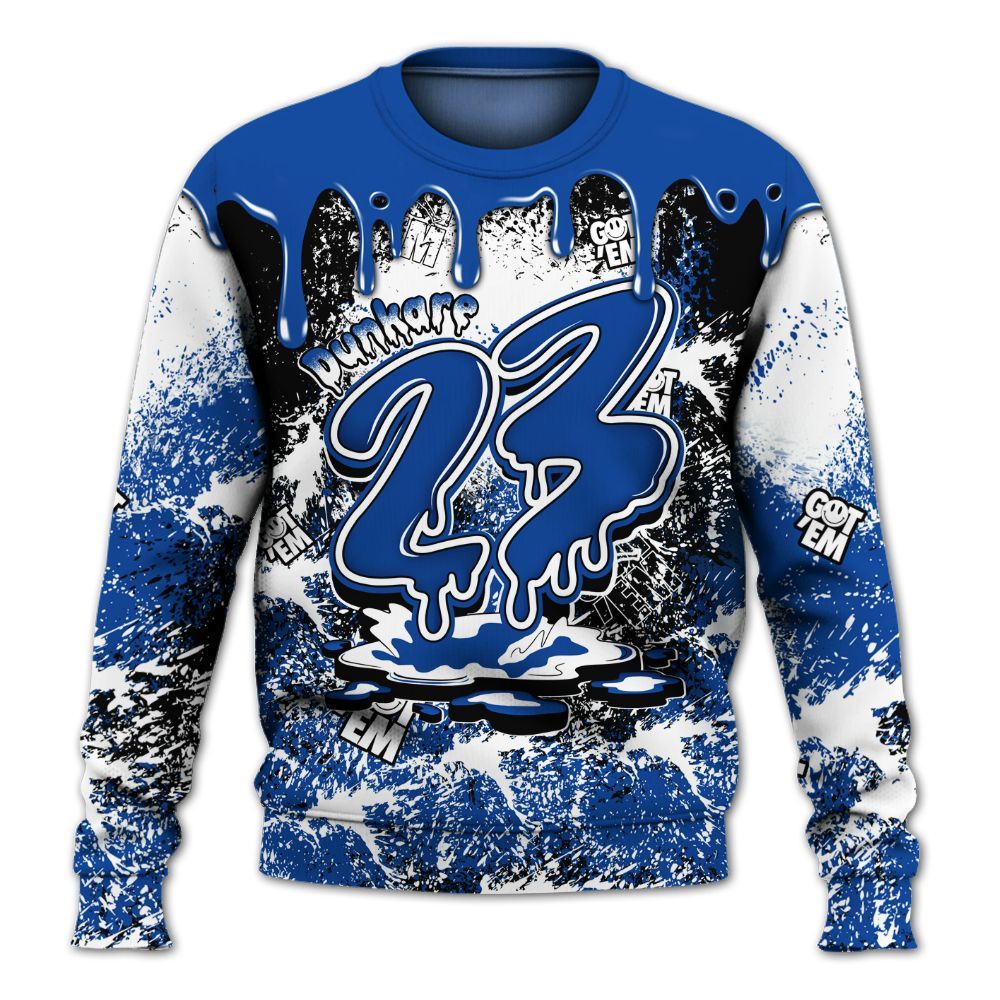 Sweatshirt To Match Low Game Royal 1s - Dripping 23 Drip All Over Print