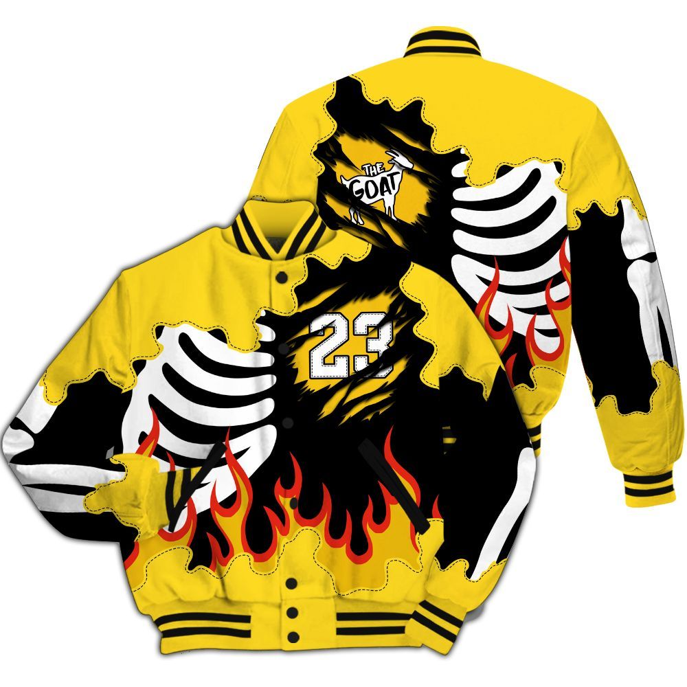 Varsity Jacket To Match Retro Thunder 4s - Burning Skeleton 23 G.O.A.T All Over Print