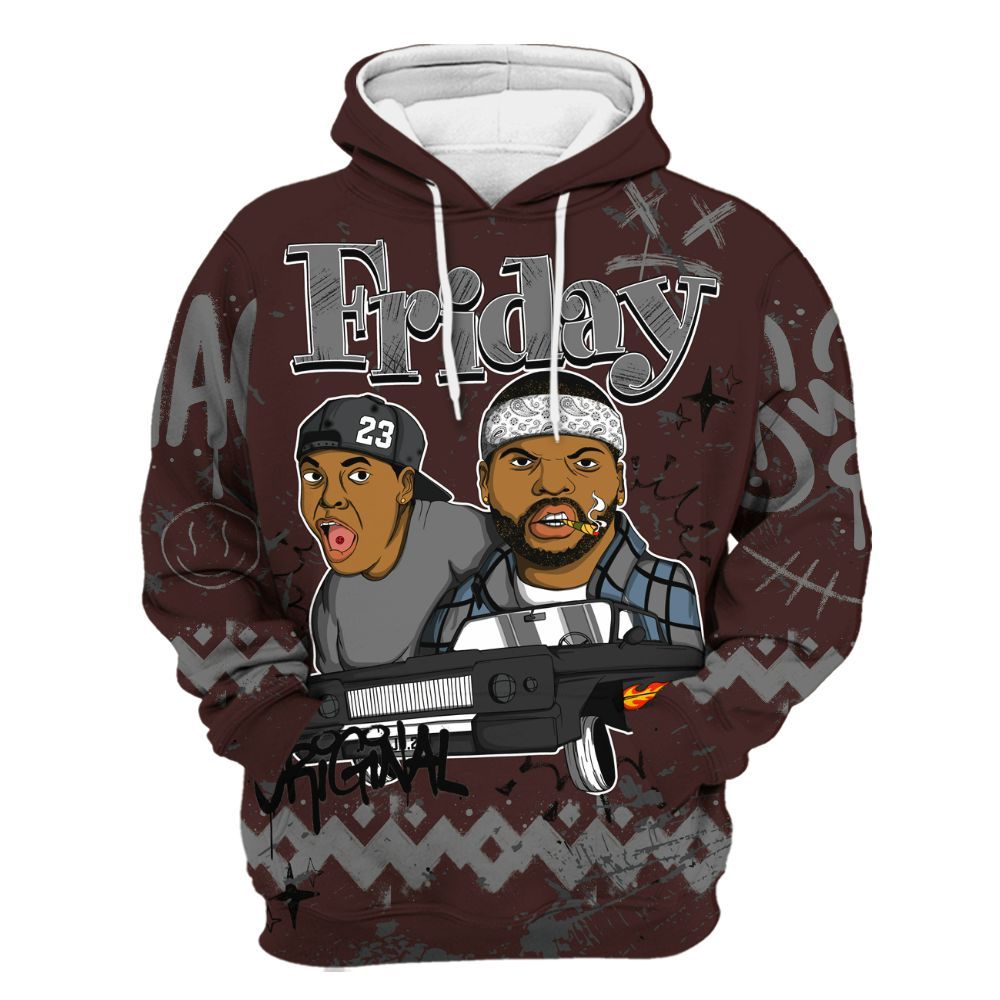 Hoodie To Match Burgundy 5s - Friday Sneaker Crayon All Over Print