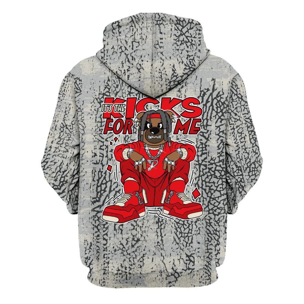 Hoodie To Match Cement Grey 3s - Sneakers Bear Glitch Art All Over Print