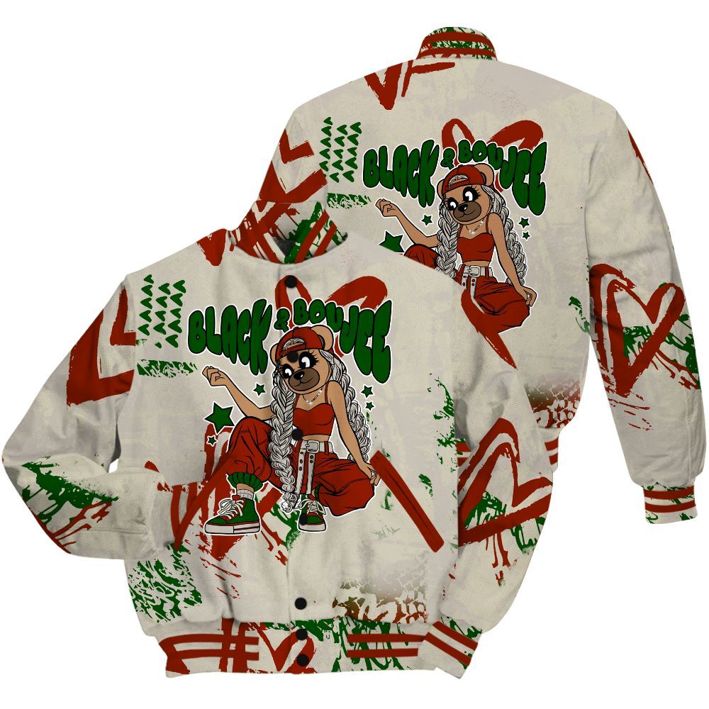 Varsity Jacket To Match El Grito 5s Shirt - Boujee Girls Bear Heart Grunge All Over Print