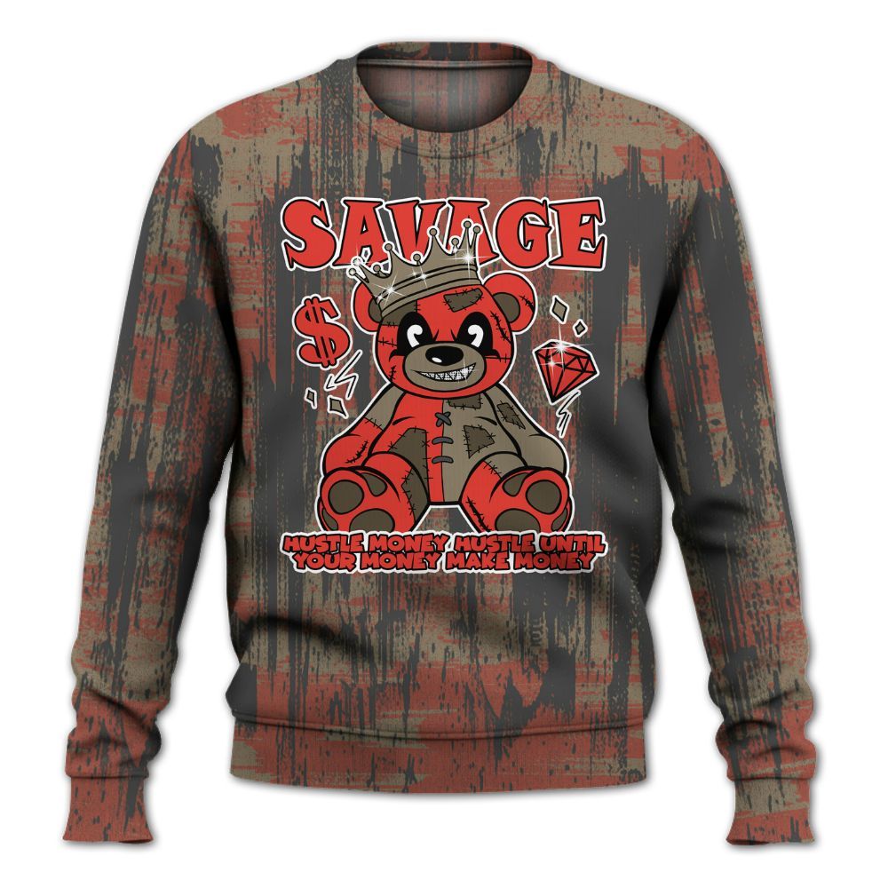 Sweatshirt To Match Olive 9s - Savages Bear Glitch Art All Over Print