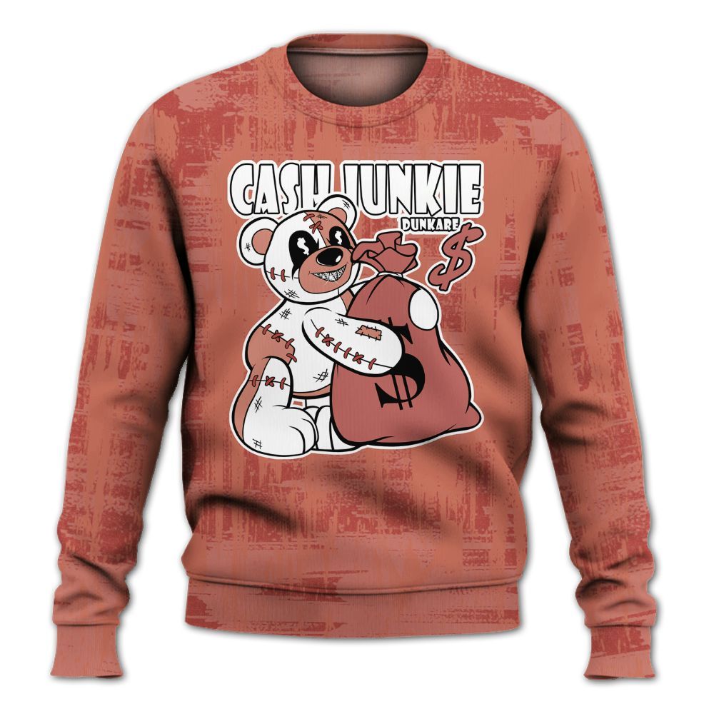 Sweatshirt To Match Dune Red 13s - Cashs Junkie Bear Glitch Art All Over Print