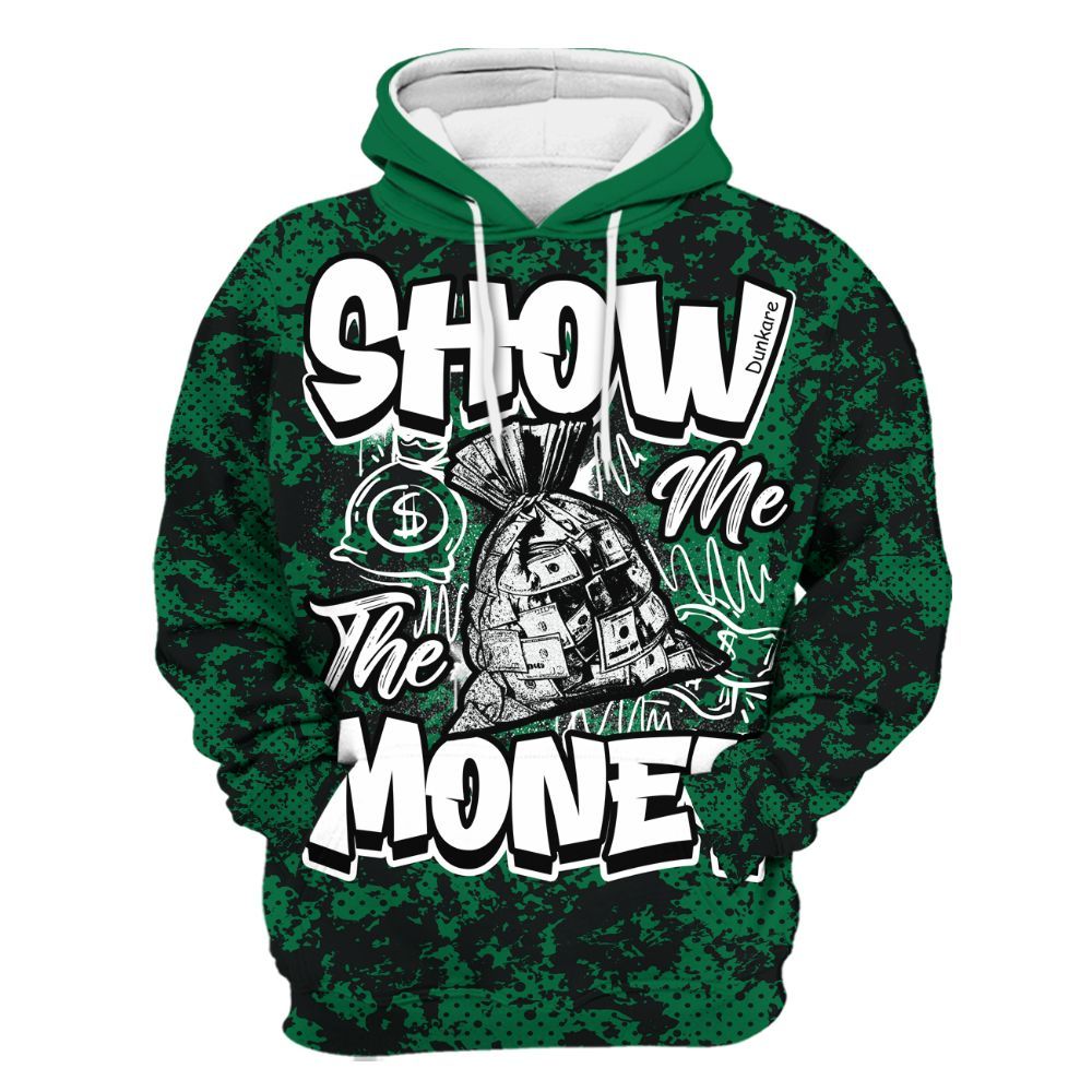 Hoodie To Match Pine Green 3s - Show Me The Money Retro All Over Print