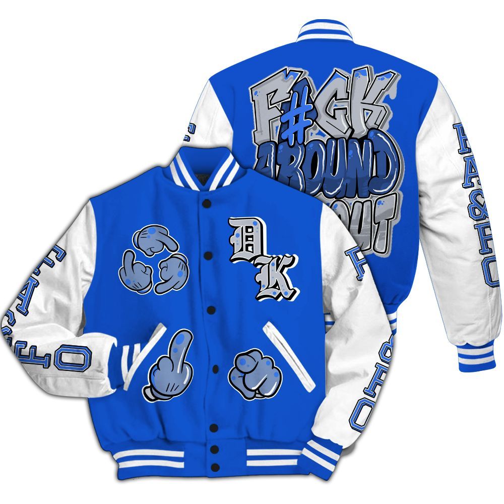 Varsity Jacket To Match Air Foamposite One Royal - F Around Find Out Graphic All Over Print