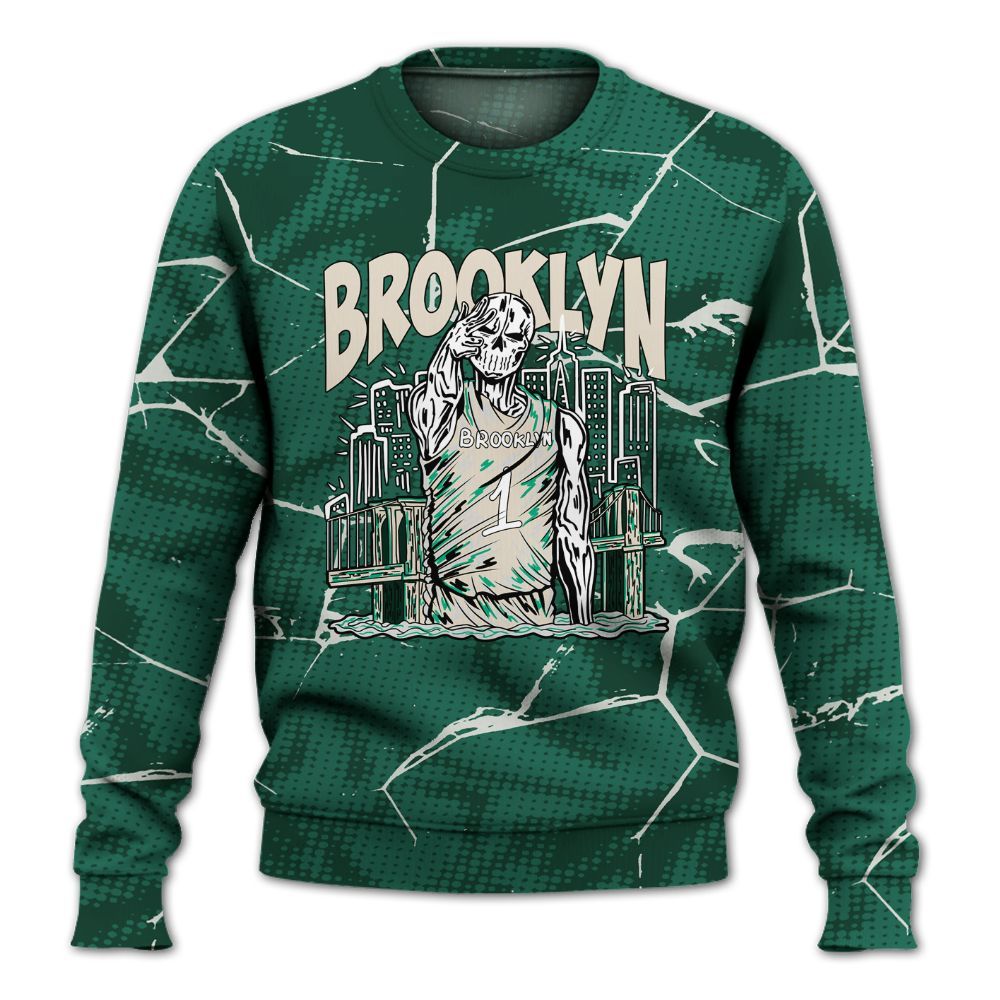 Sweatshirt To Match Oxidized Green 4s - Brooklyn's Skeleton Crack All Over Print